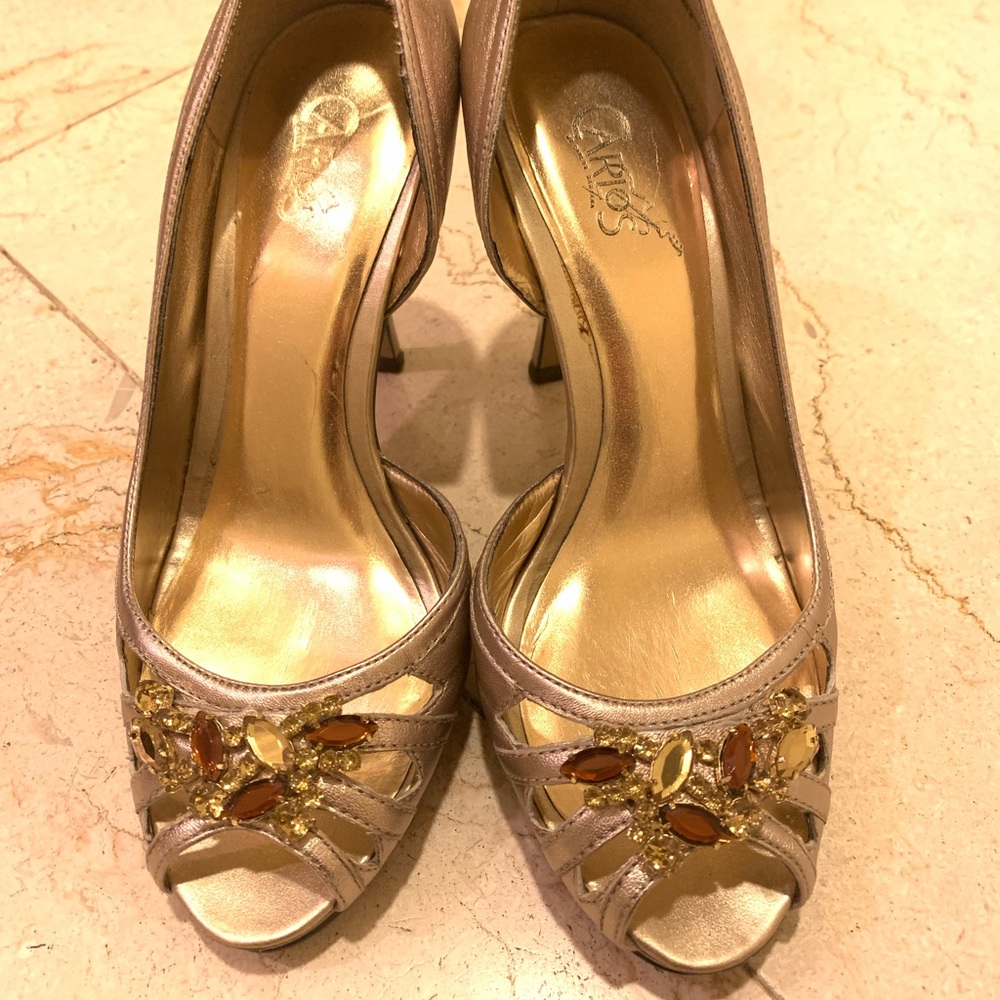 Light Champagne Jeweled Carlos Heels